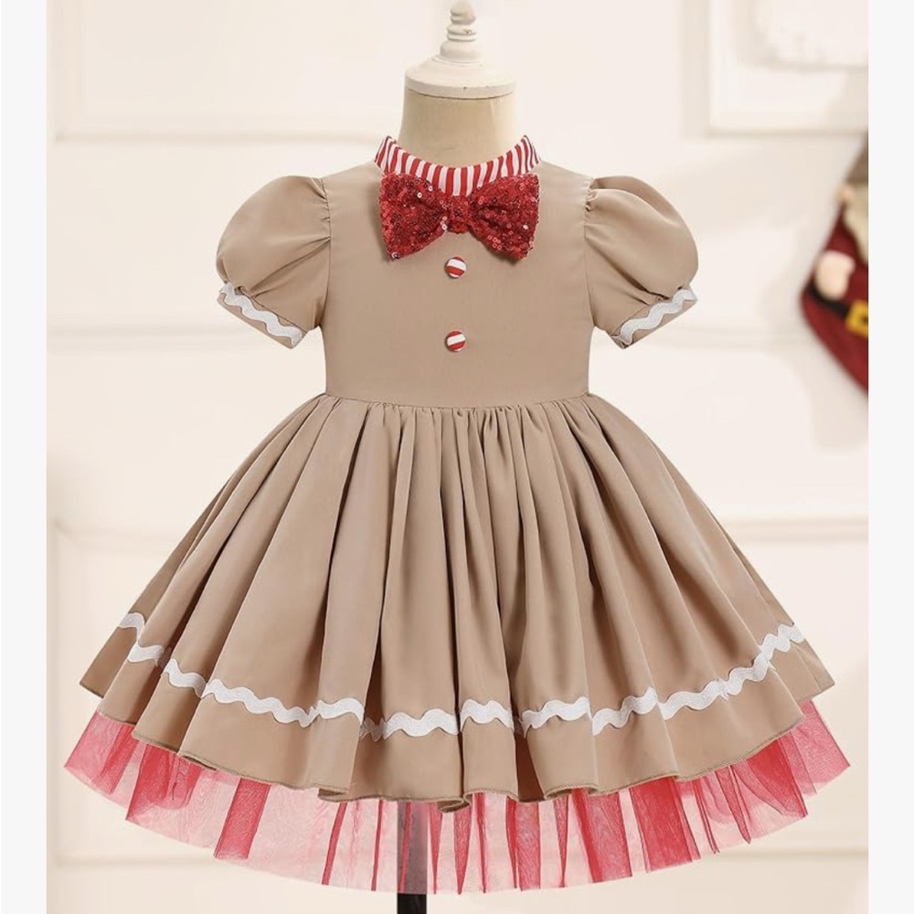 Adorable Red and Tan Christmas dress